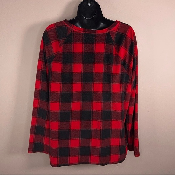 XL SONOMA RED BLACK FLEECE PLAID FLANNEL CASUAL COZY LONG SLEEVE WOMENS - Picture 7 of 12